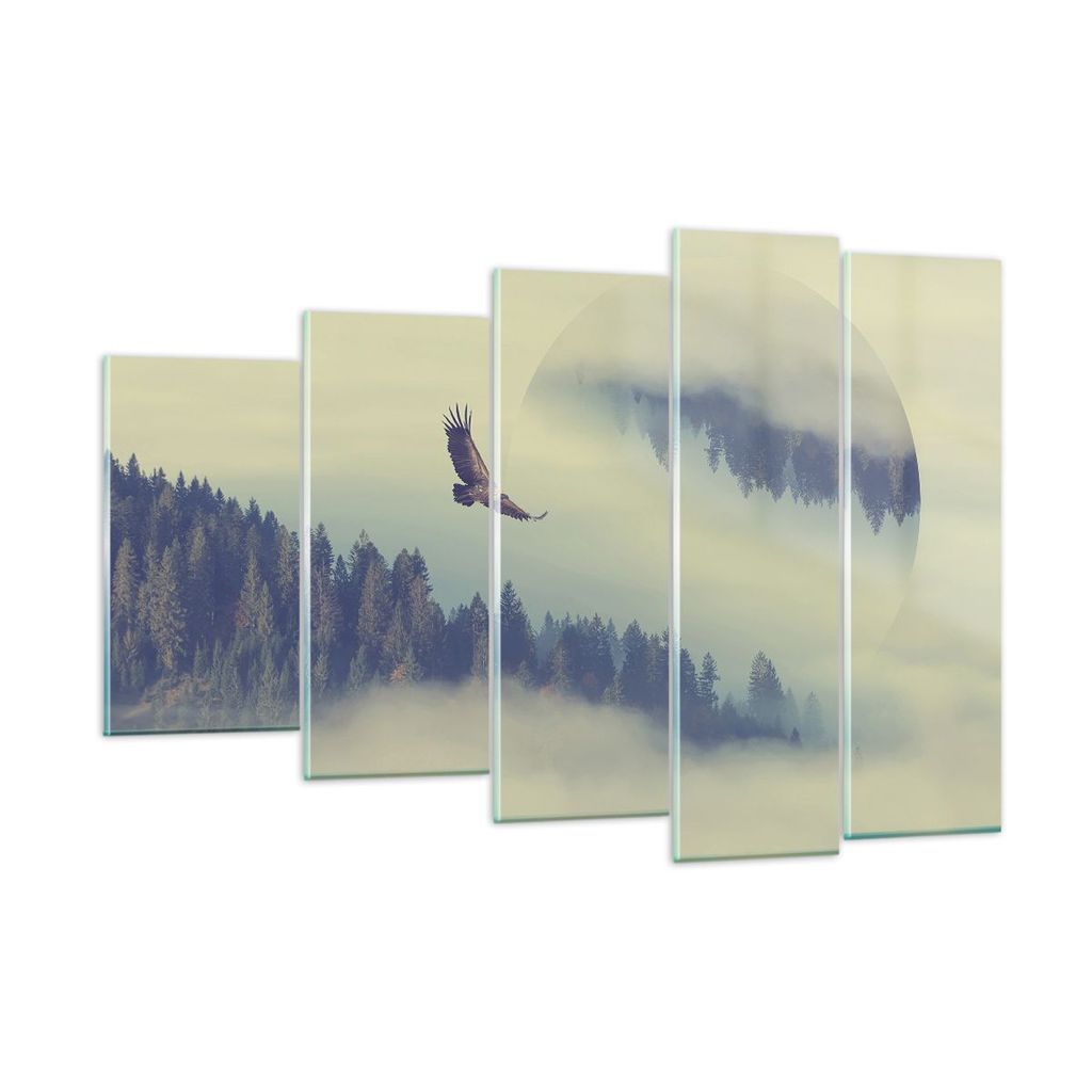 Bilder auf glas - Vogel Natur Wald - 150x100cm - Glasbilder - Wandbilder - Kunstdruck - zum Aufhängen bereit - Wanddekoration aus Glas - Glas Bild...