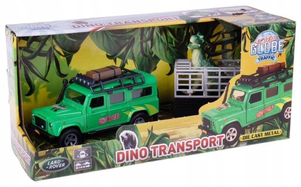 Kids Globe Land Rover Mit Anhänger Und Dino Metall/Kunstst. Produktbild 
