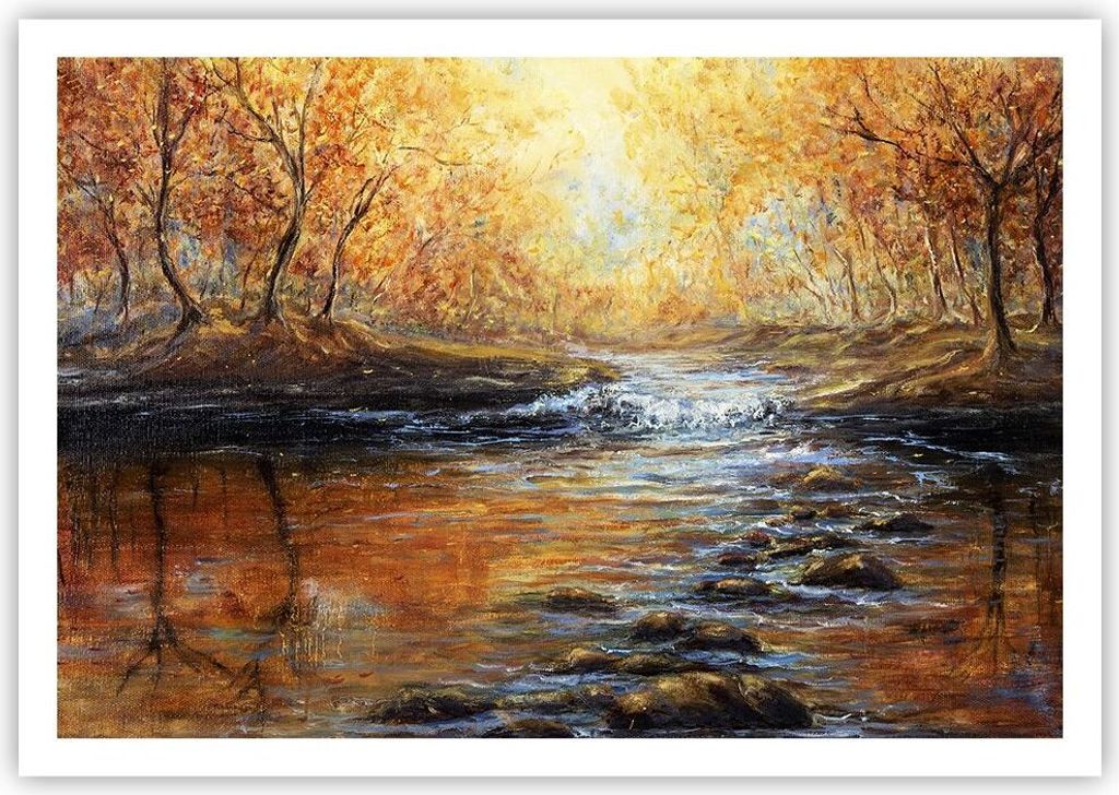 Poster - Poster ohne Rahmen - Bach Park Baum - 100x70 cm - Produktbild 