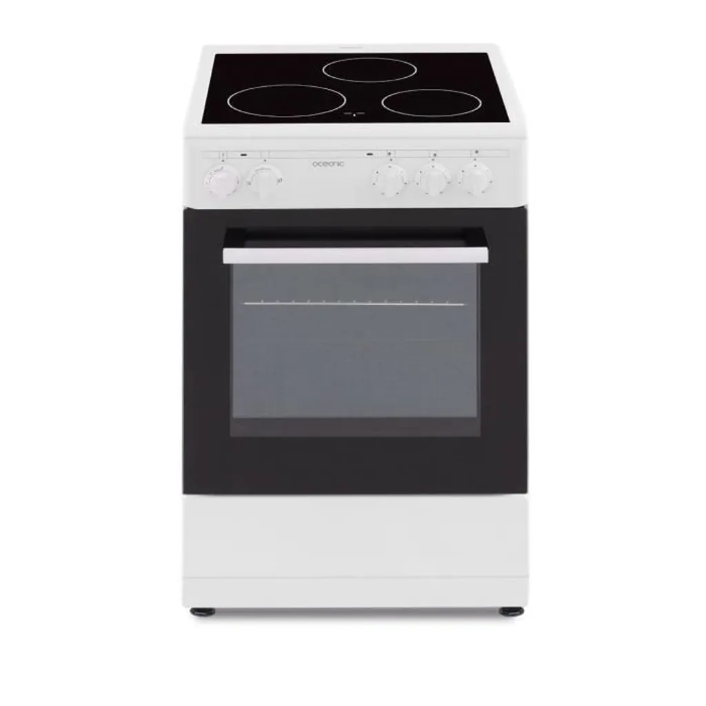 Cuisinière blanche 50cm : plaque vitrocéramique et four chaleur tournante