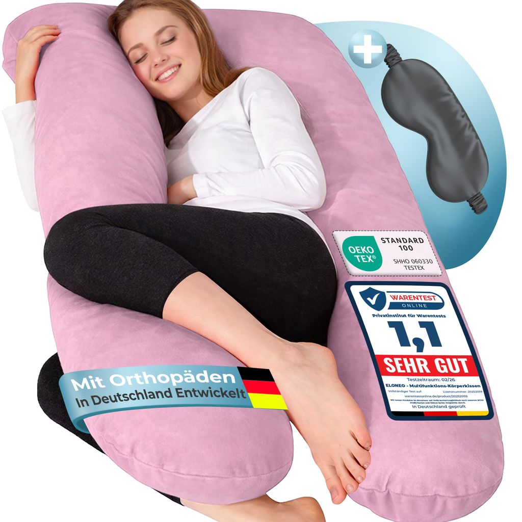 ELONEO Seitenschläferkissen mit Bezug, Stillkissen, Produktbild 
