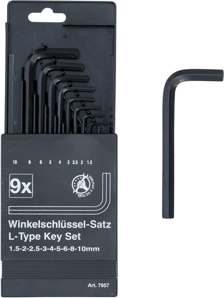 KRAFTMANN 7957 Innensechskant-Winkelschlüssel-Satz, 1,5 - 10 mm, 9-tlg.