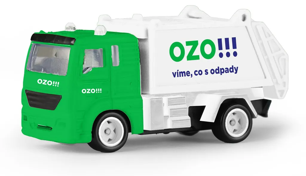 Camion Poubelle Ozo de 7 cm - Camion de Recyclage Miniature Vert Orange
