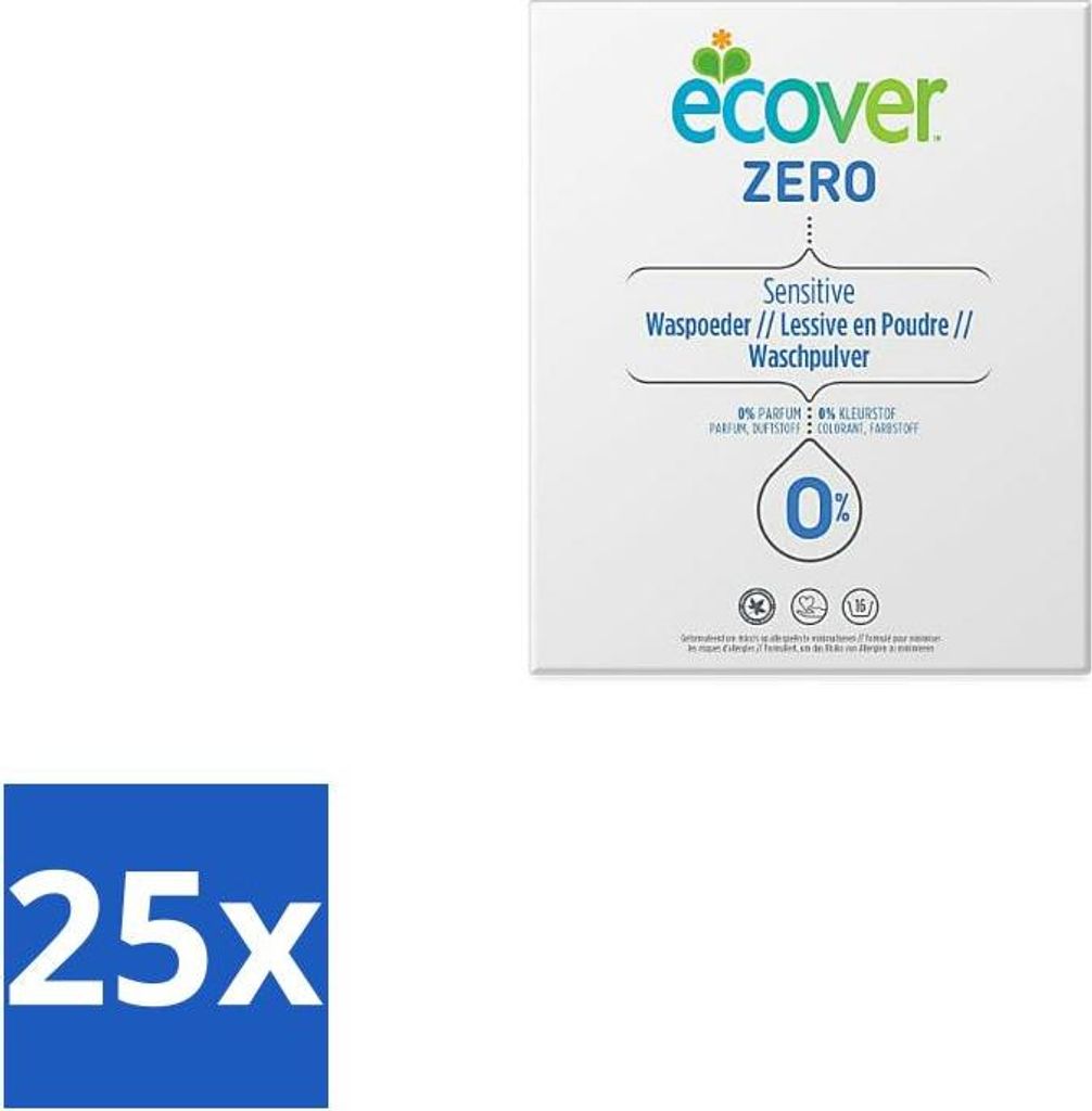 Ecover - Universal Zero Waschpulver - Duftfrei - 1,2 kg - Vorteilspack - 25 Stücke