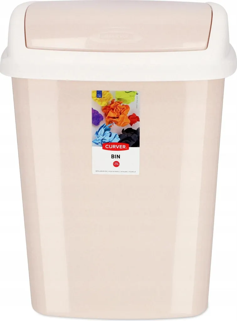 Poubelle Fine 25L Beige - Design Slim Gain de Place pour la Cuisine