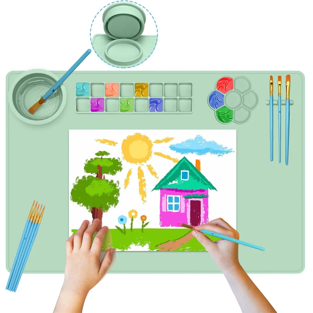 Tapis de Dessin pour Enfants en Silicone : Protégez vos Tables du Vert