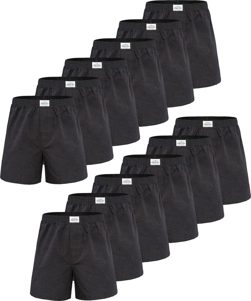 Lakeford & Sons American Boxershorts Herren 12-Pack in klassischen Designs schwarz - Größe L