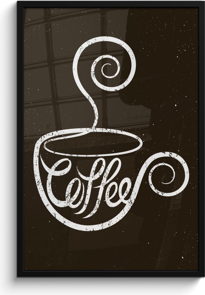 MuchoWow MuchoWow Gerahmtes Poster Sprichwörter - Kaffee - Zitate - Retro - Kreidetafel 60x90 cm - Poster mit zchwarzem Bilderrahmen - Kunst