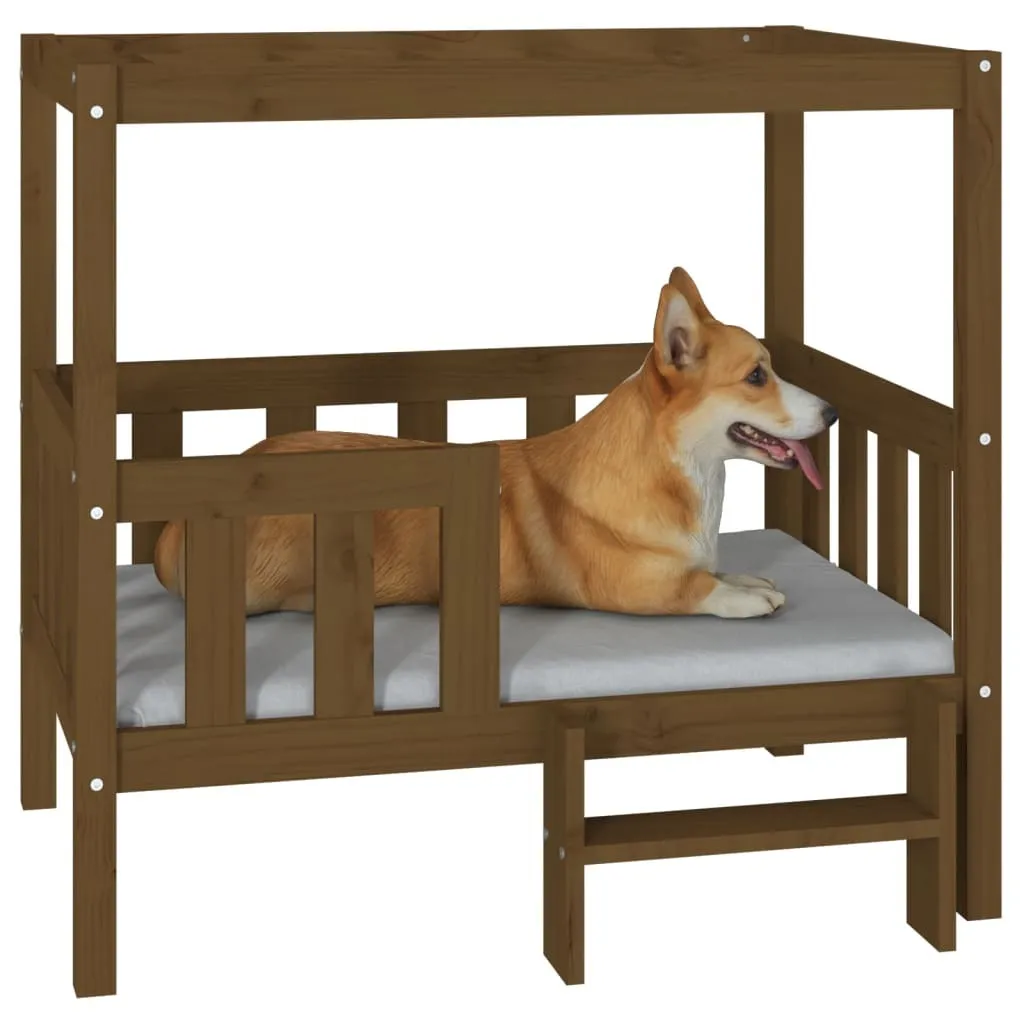 Letto Deluxe per Cani in Pino Massiccio 95,5x73,5x90 cm Miele