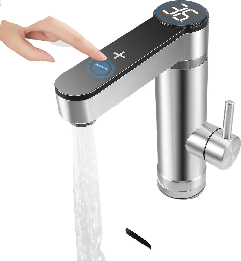 Fini l'eau froide avec ce robinet électrique argenté à affichage LED