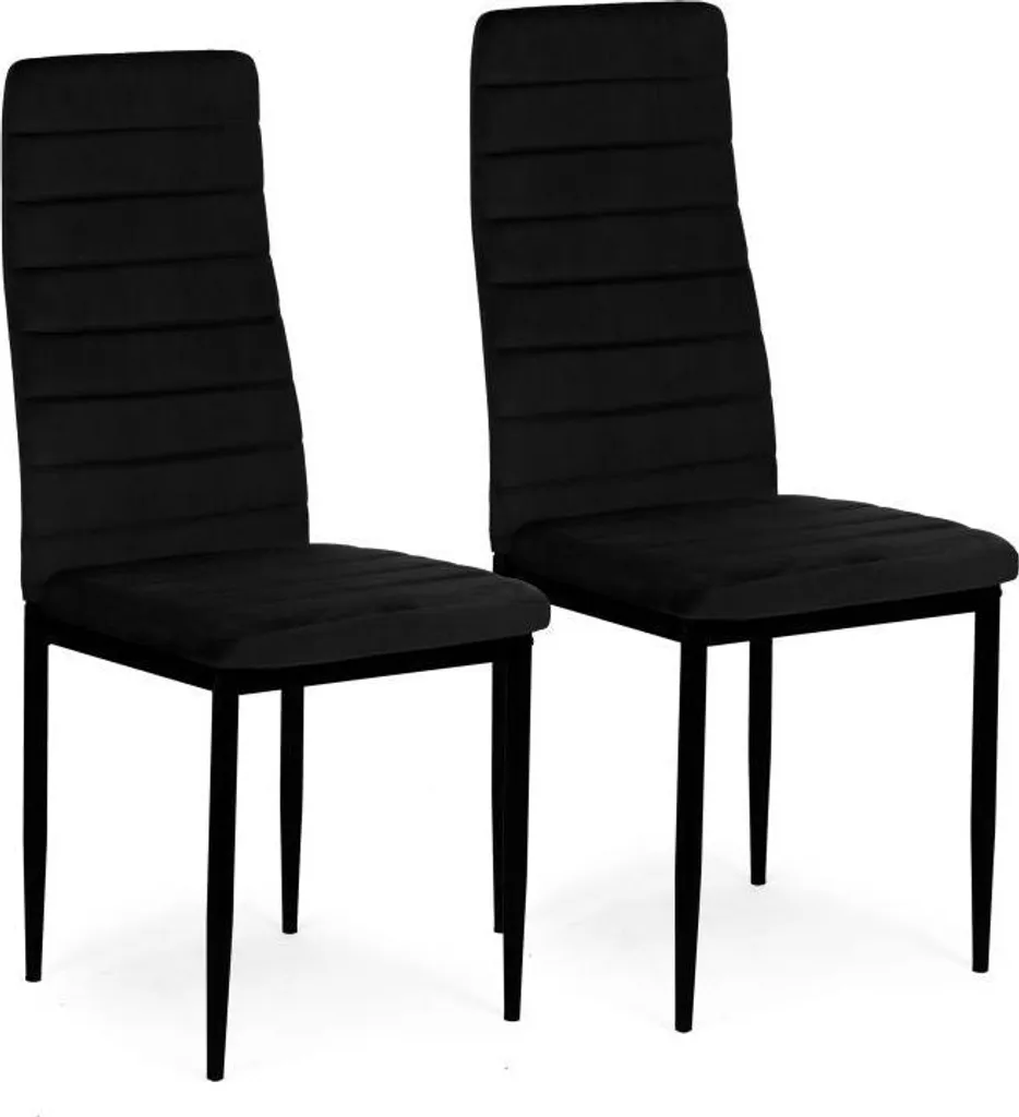Chaises Design Velours Noir Dossier Courbe Confort Premium - Lot de 4