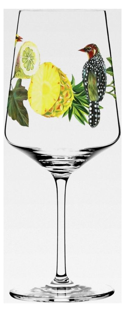 Aperitifglas 500 ml – Serie Sommertau – Motiv Nr. 5 mit Blumen und Vogel – Hergestellt in Deutschland