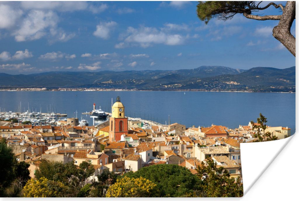 MuchoWow Poster Luftaufnahme des französischen Hafens von Saint-Tropez 120x80 cm - Bilder
