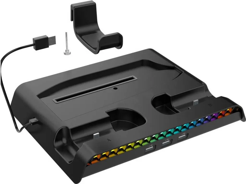 Station PS5 Slim RGB avec Double Chargeur et Ventilation Silencieuse
