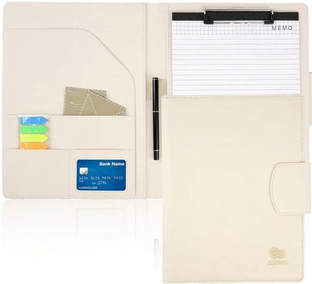 Porte-documents A4 en similicuir avec fermeture magnétique et bloc-notes