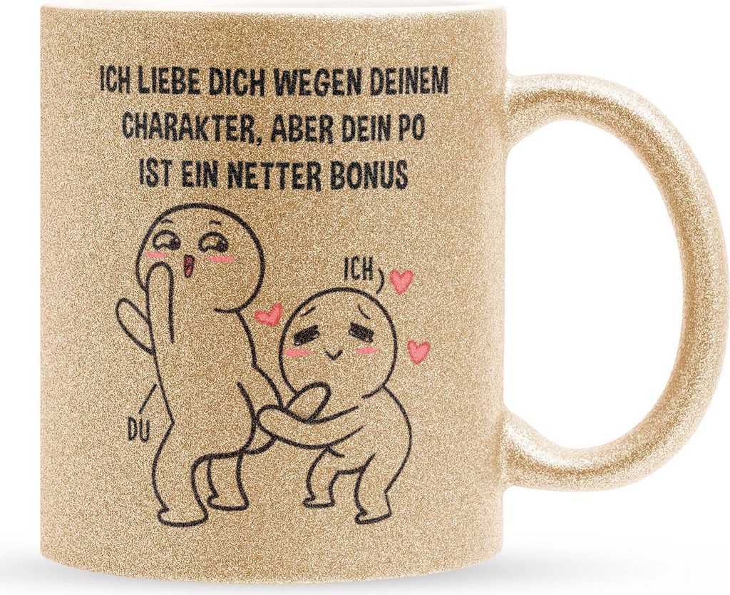 22Feels Glitzertasse Gold Paar Jahrestag Geschenk Hochzeitstag Ehefrau Ehemann Valentinstag Sie Ihn Freund Freundin Geburtstag Weihnachten Liebe Pa...