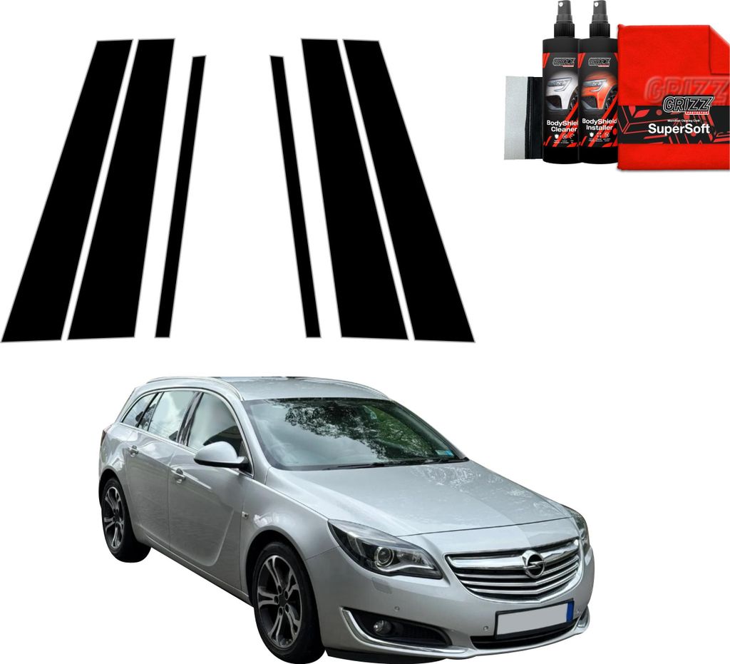 6in1 Schwarze Grizz Protector schutzfolie für B-C-Säule - Opel Insignia Kombi Facelifting (2013-2017)