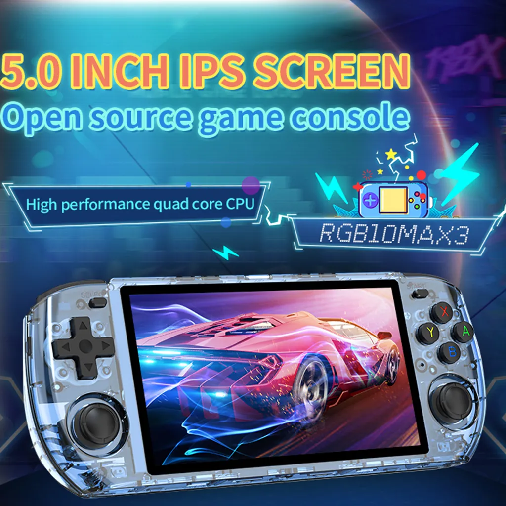 Console de jeu portable rétro 128Go RGB10 Max3 et son écran 720p haute résolution