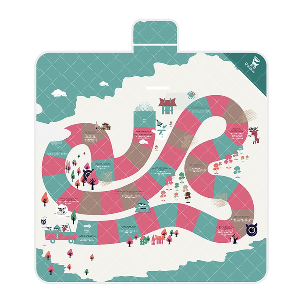 Qunature Picknickdecke 200x200cm Outdoors Campingdecke Wasserdicht Faltbar Picknickmatte Hellgrün-rosa