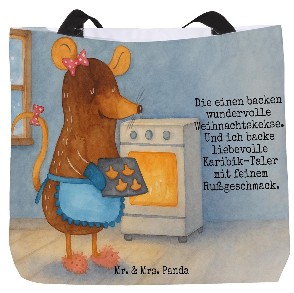 Mr. & Mrs. Panda Tote Bag Maus Kekse Design - Weiß - Geschenk, Weihnachten, Backen, Tasche, Plätzchen, Laptoptasche, Winter, Schultasche, Stoffbe...