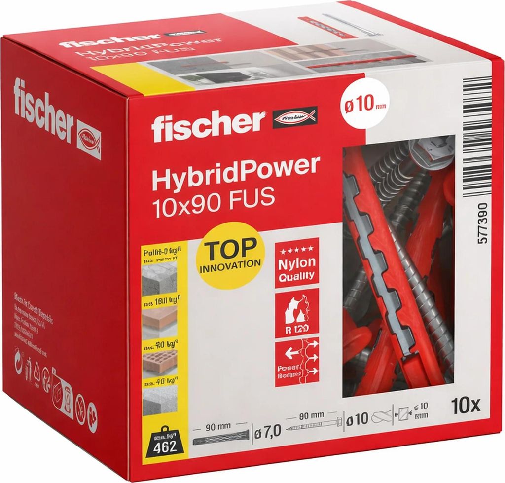 fischer HybridPower, 10x90, plastové hmoždinky s kovovou Obrázok produktu 