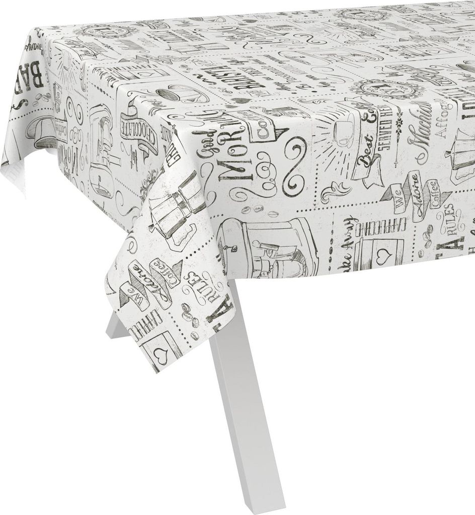Tischdecke Kreide Barista Weiß 240x140cm Schnittkante Wachstuch abwaschbar