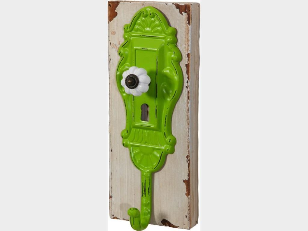 BHP Wandgarderobe, Metall auf Holz, grün,