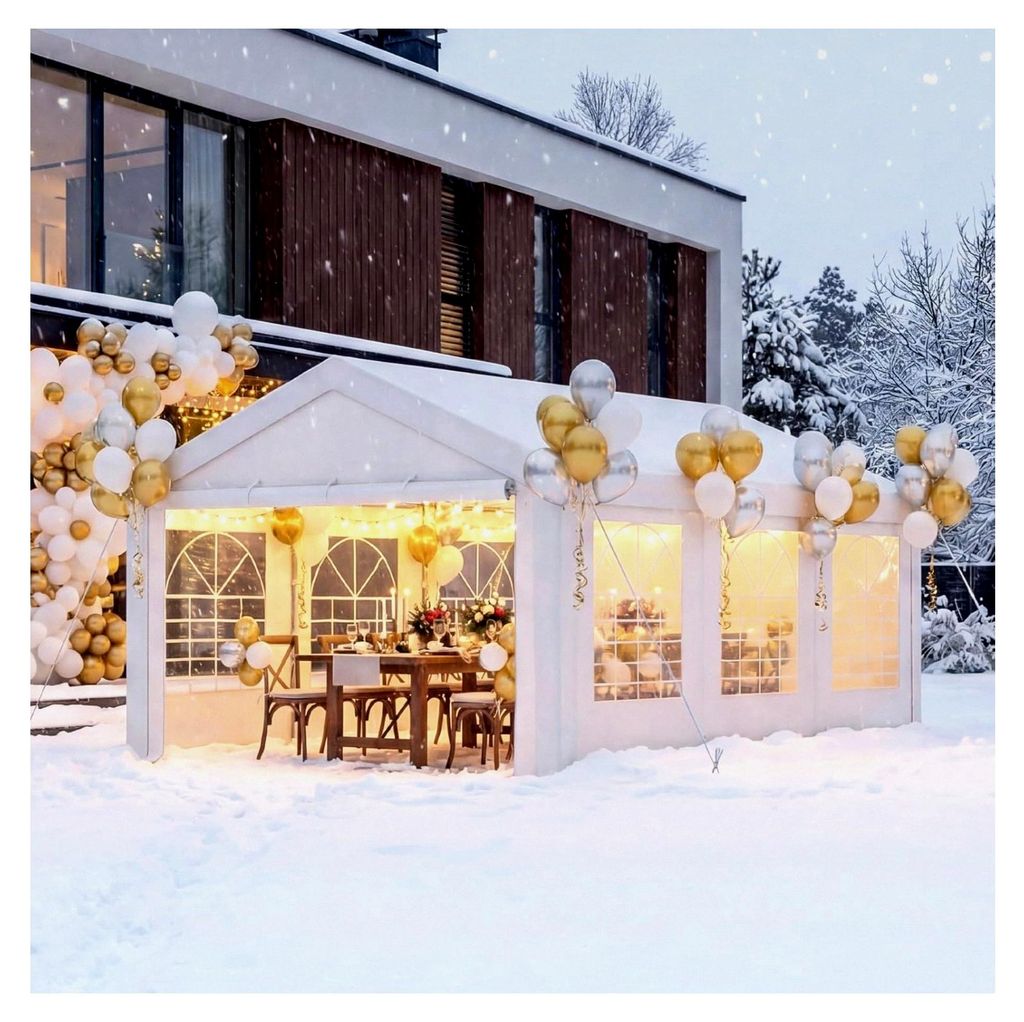 Partyzelt Pavillon 3x6 Wasserdicht Stabil, Gartenzelt UV Schutz 50+ 560g/m² PE-Plane, Festzelt für Garten, Party, Festival, Hochzeit, weiß