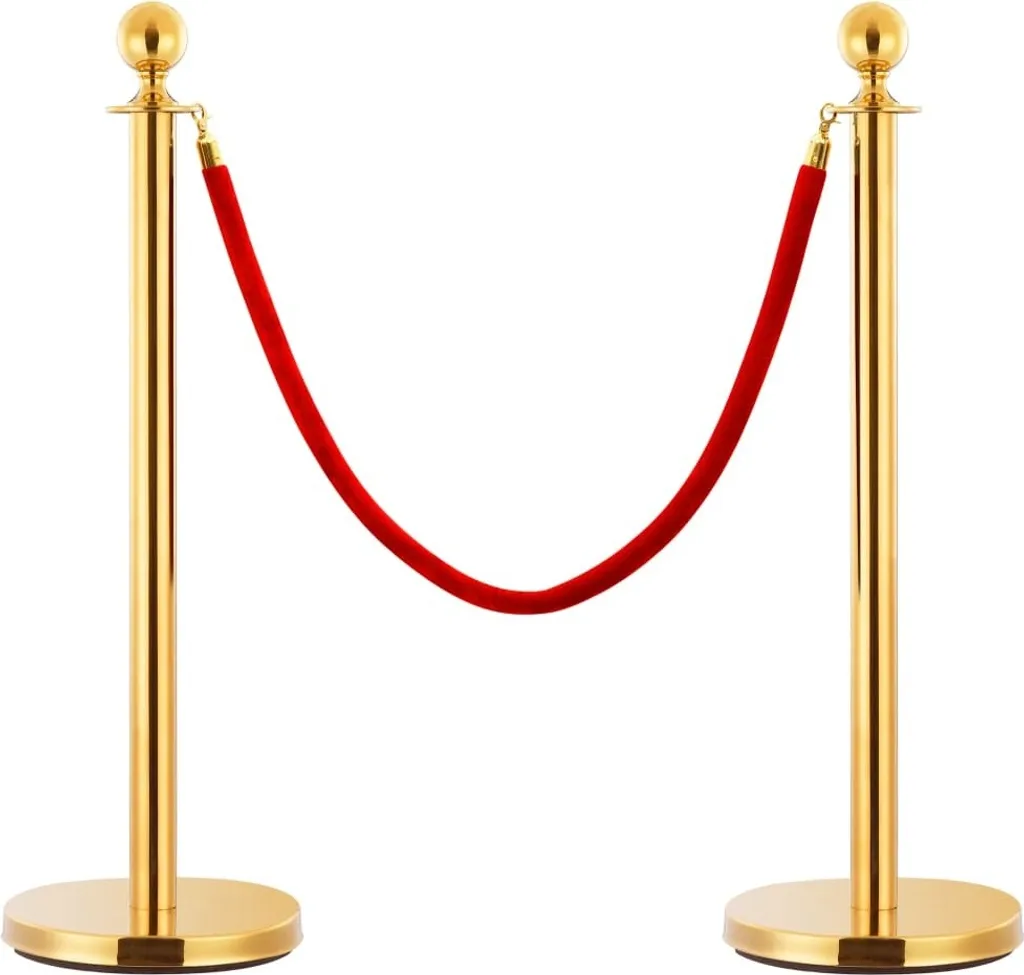 Poteau de délimitation VIP inox doré avec socle stable lot de 3 pièces
