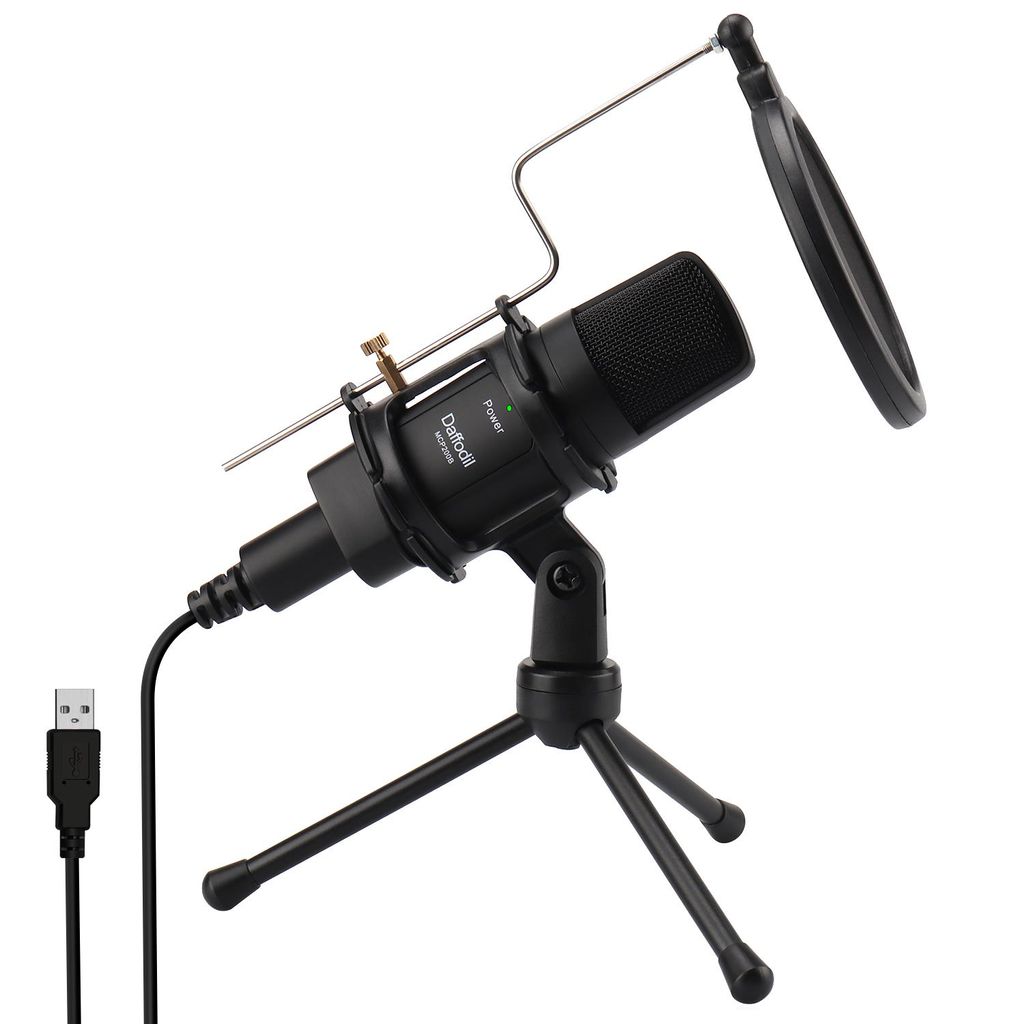 USB Mikrofon Kondensator Omnidirektionaler Stativ Pop-Filter für PC Mac PS4 PS5 - Daffodil MCP200