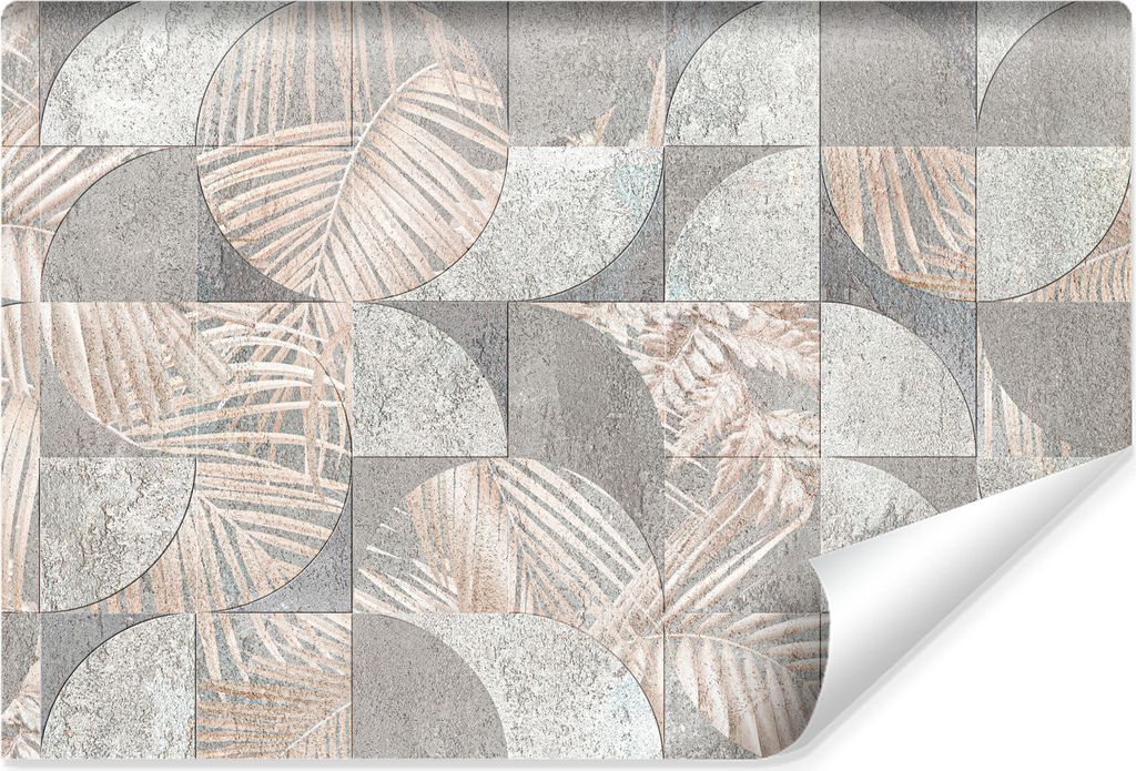 Muralo Vlies Fototapete Für Wohnzimmer BETON Abstraktion Palmenblätter Br. 208cm x Hö. 146cm