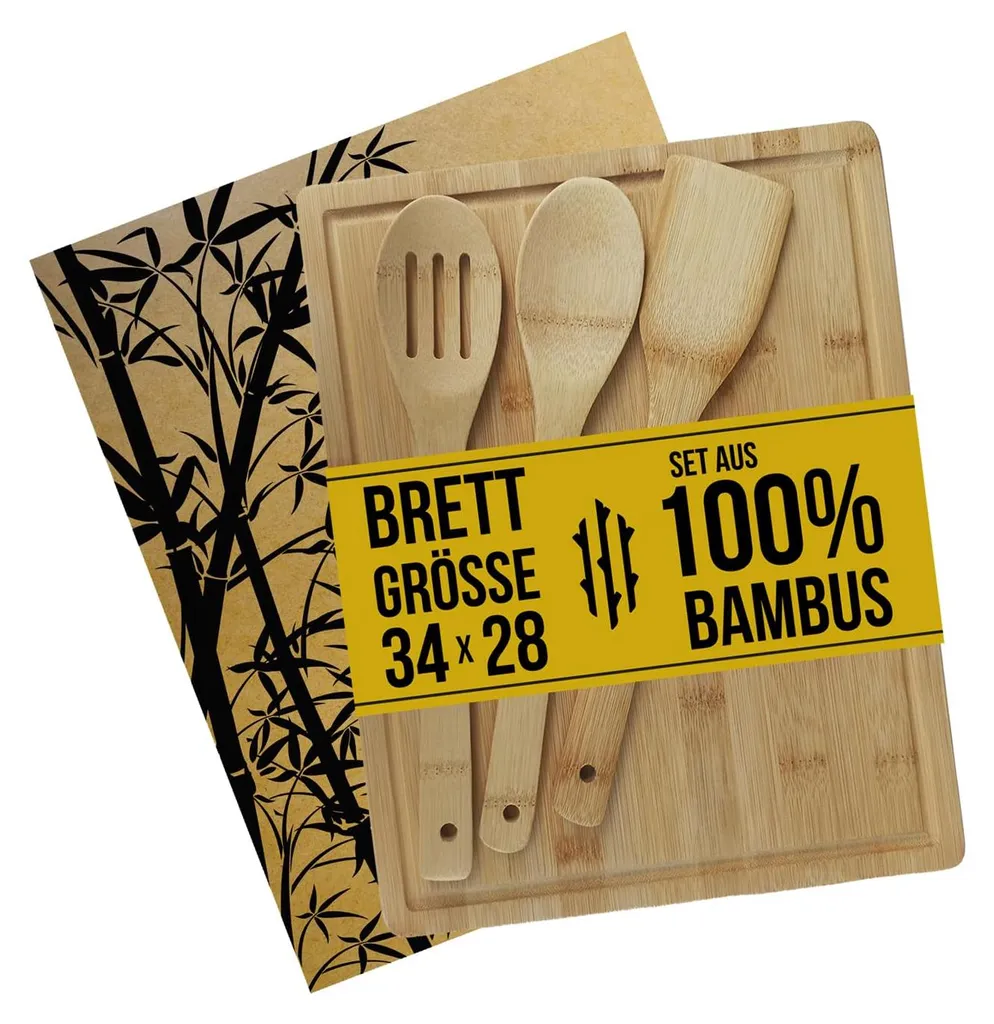 Planche à découper en bambou lot de 3 ustensiles de cuisine durables