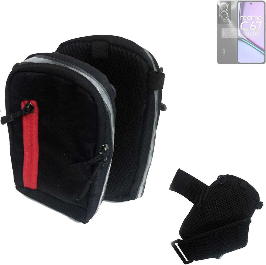 K-S-Trade Outdoor Gürteltasche Holster Umhängetasche kompatibel mit Realme C67 4G schwarz Handy Tasche Case travelbag Schutz Hülle Handy Hülle