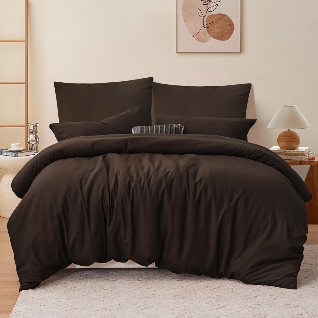 Sada povlečení 200x220 cm, hnědá, 3dílná, mikrovlákno, se Obrázek produktu 