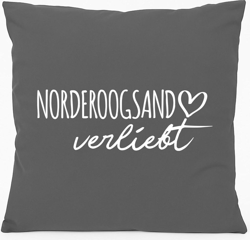 Huuraa Kissen Norderoogsand verliebt 40x40cm mit Füllung Steel Grey Baumwolle Dekokissen Geschenkidee