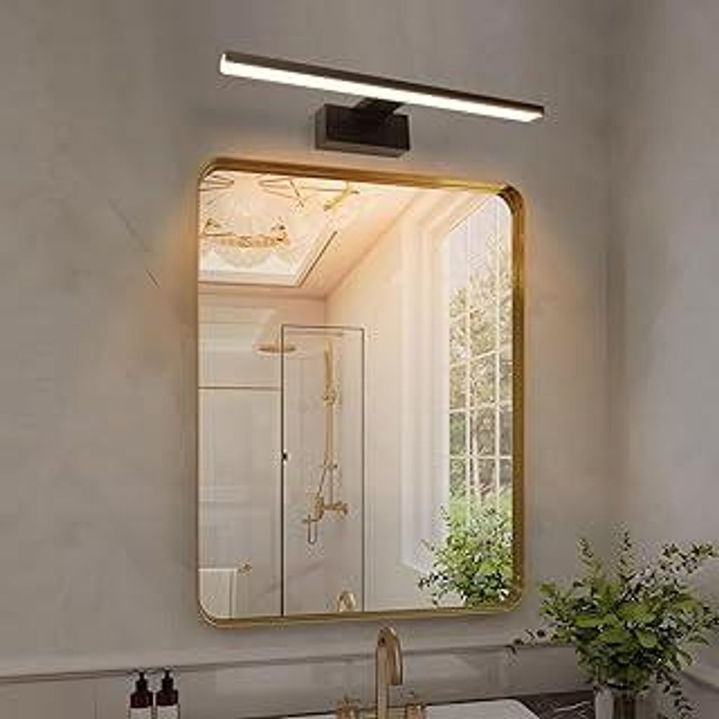Aigostar LED Spiegelbeleuchtung 40cm – 8W 560LM Warmweiß 4000K? IP44 Badezimmer-Wandleuchte Schwarz? 230V (Licht für Spiegel/Make-up-Bereich)