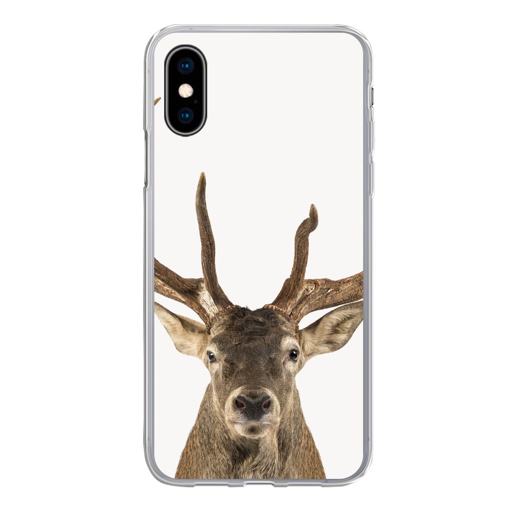 MuchoWow Handyhülle Schutzhülle Hülle für iPhone X Hirsche - Tiere - Geweih - Kinder - Jungen Silikon Softcase Handy Hülle - Handyhülle