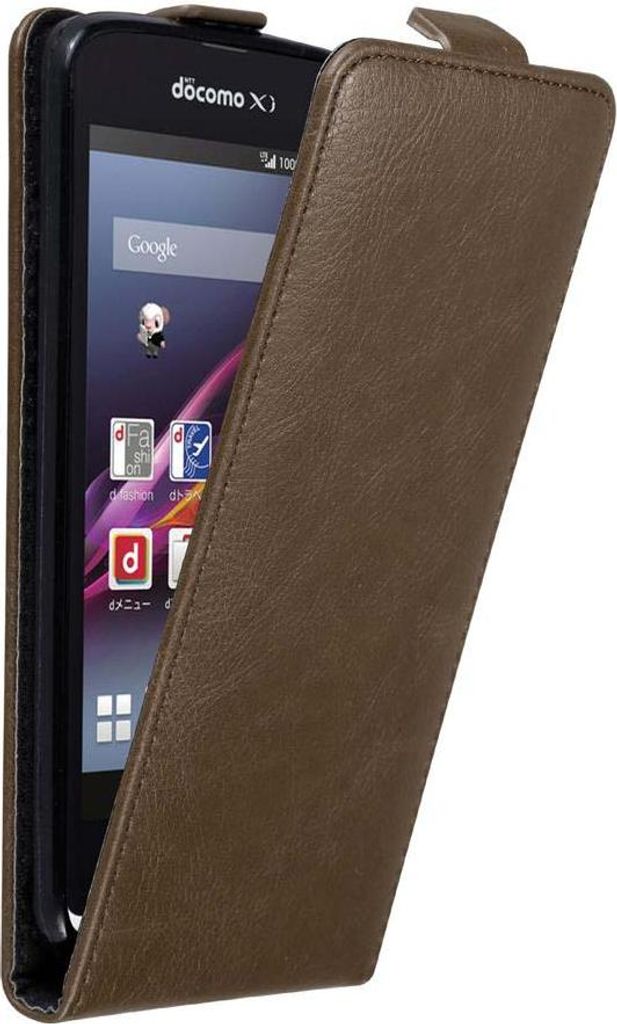 Cadorabo Hülle für Sony Xperia Z1 COMPACT Schutz Hülle in Braun Flip Etui Handyhülle Case Cover