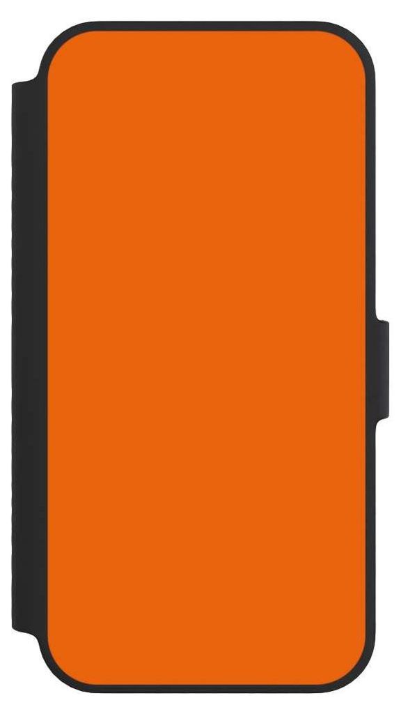 NIVOCASE Klapphülle für Apple iPhone 14 Handyhülle aus Kunst Leder NIVOflip schwarz Farbe einfarbig orange