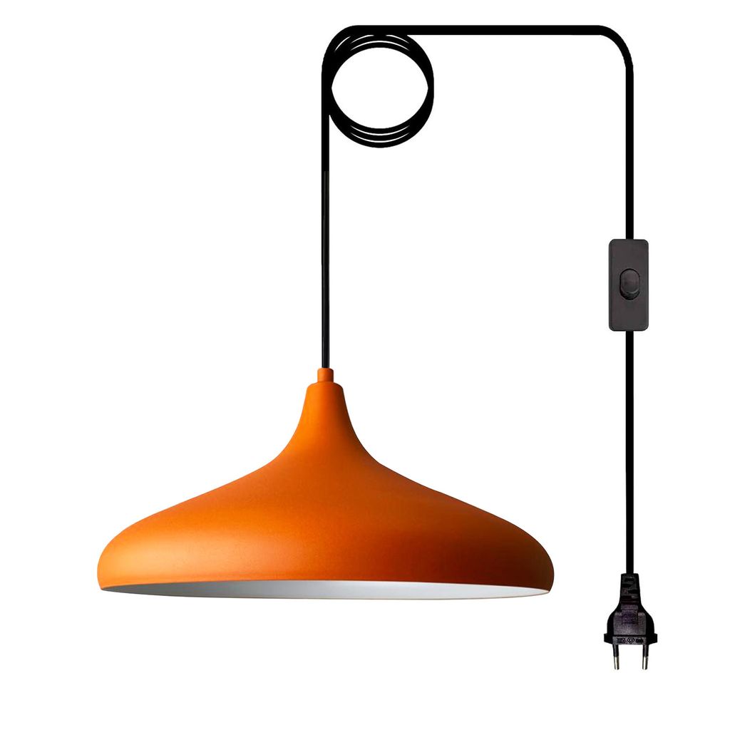 Champion Pendelleuchte mit Stecker 35 cm, Orange Metall Produktbild 