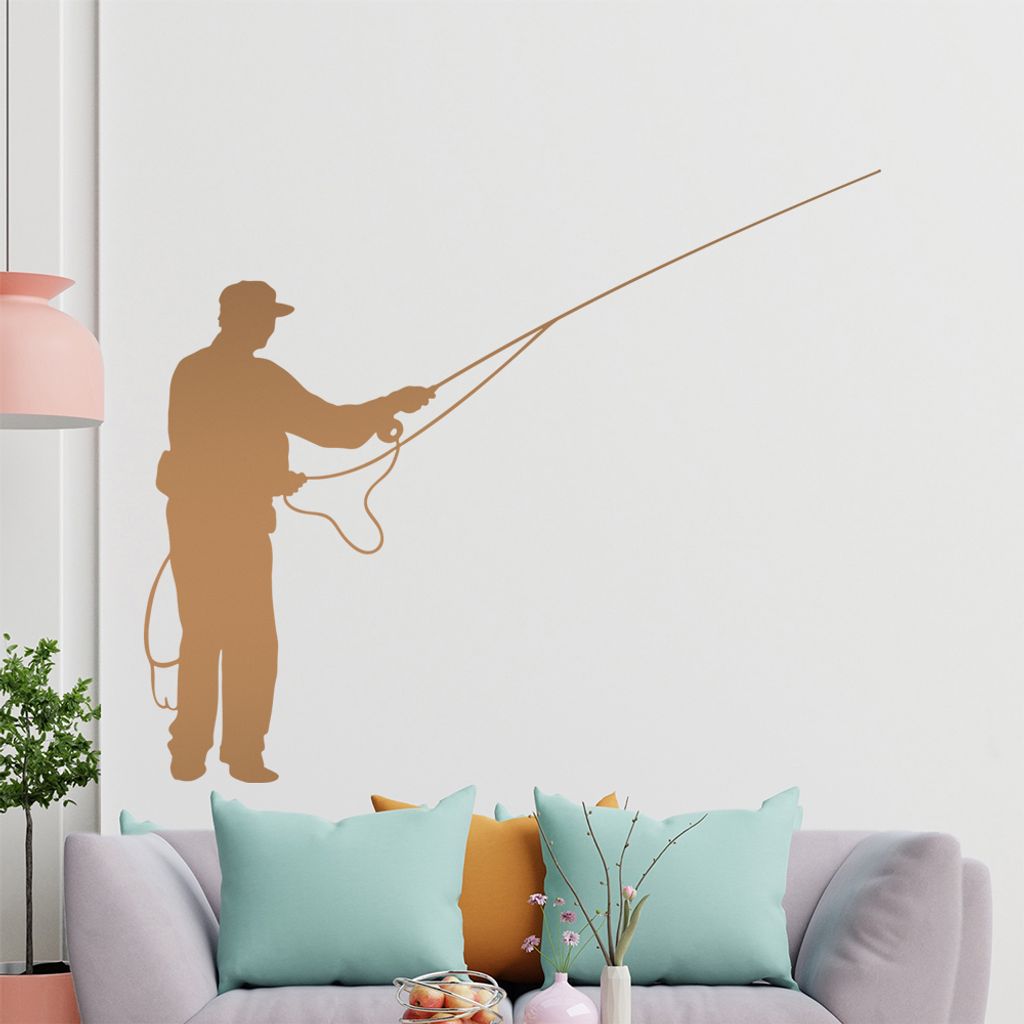 KIWISTAR Angler - Fischer Hobby Köder Wandtattoo in 6 Größen - Wandaufkleber Wall Sticker - Dekoration, Küche, Wohnzimmer, Schlafzimmer, Badezi...