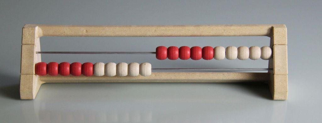 20`er Rechenrahmen rot-weiß, Abakus, student`s abacus, ReWood