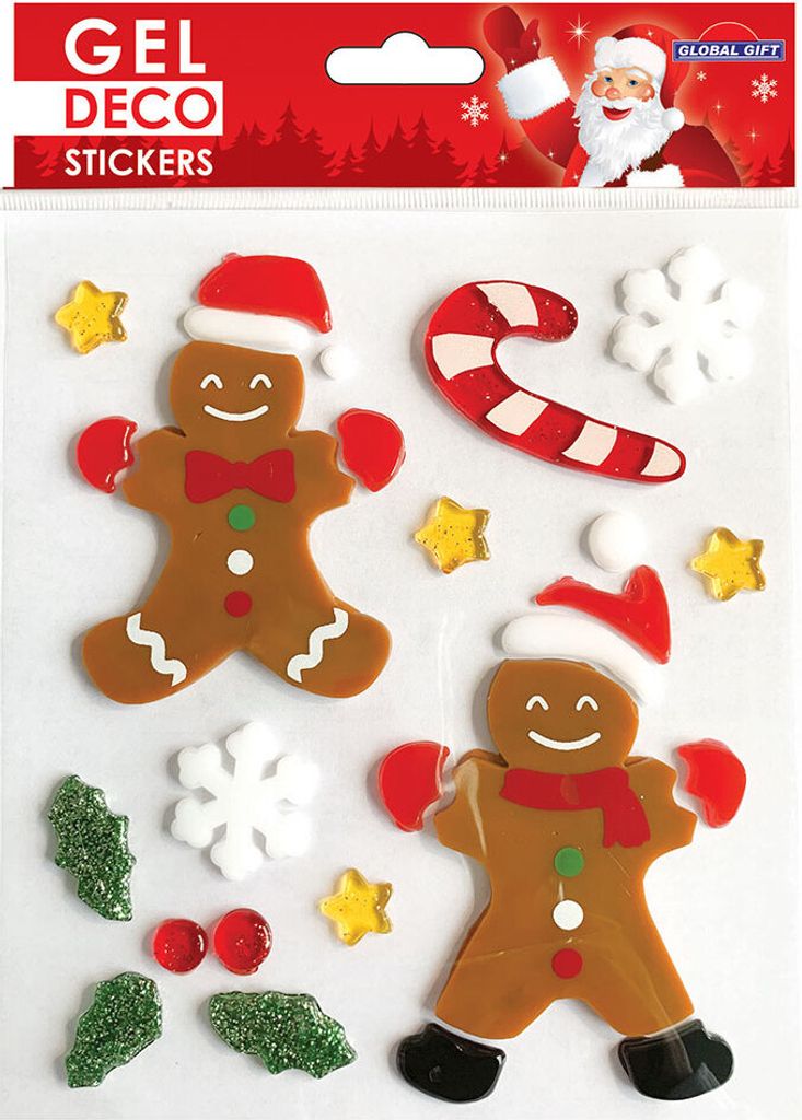 Gel-Sticker Weihnachten für Fenster - Lebkuchenmänner
