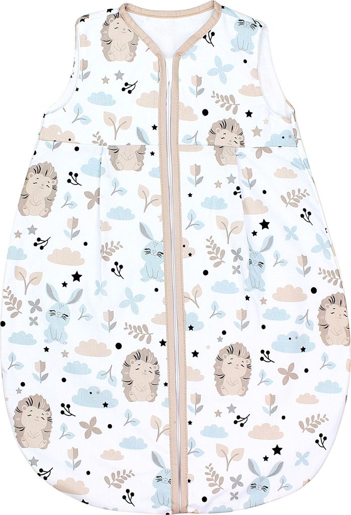 TupTam Baby Sommer Schlafsack 0.5 TOG aus en Materialien, Farbe: Igel Hase Beige Mintgrün, Größe: 80-86
