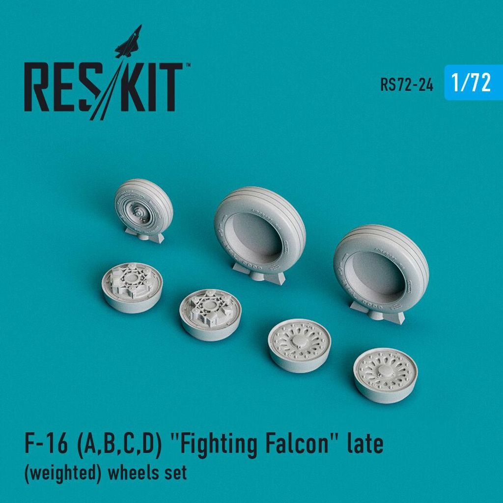 ResKit RS72-0024 - 1:72 F-16 (A,B,C,D) Fighting Falcon late (weighted) wheels set