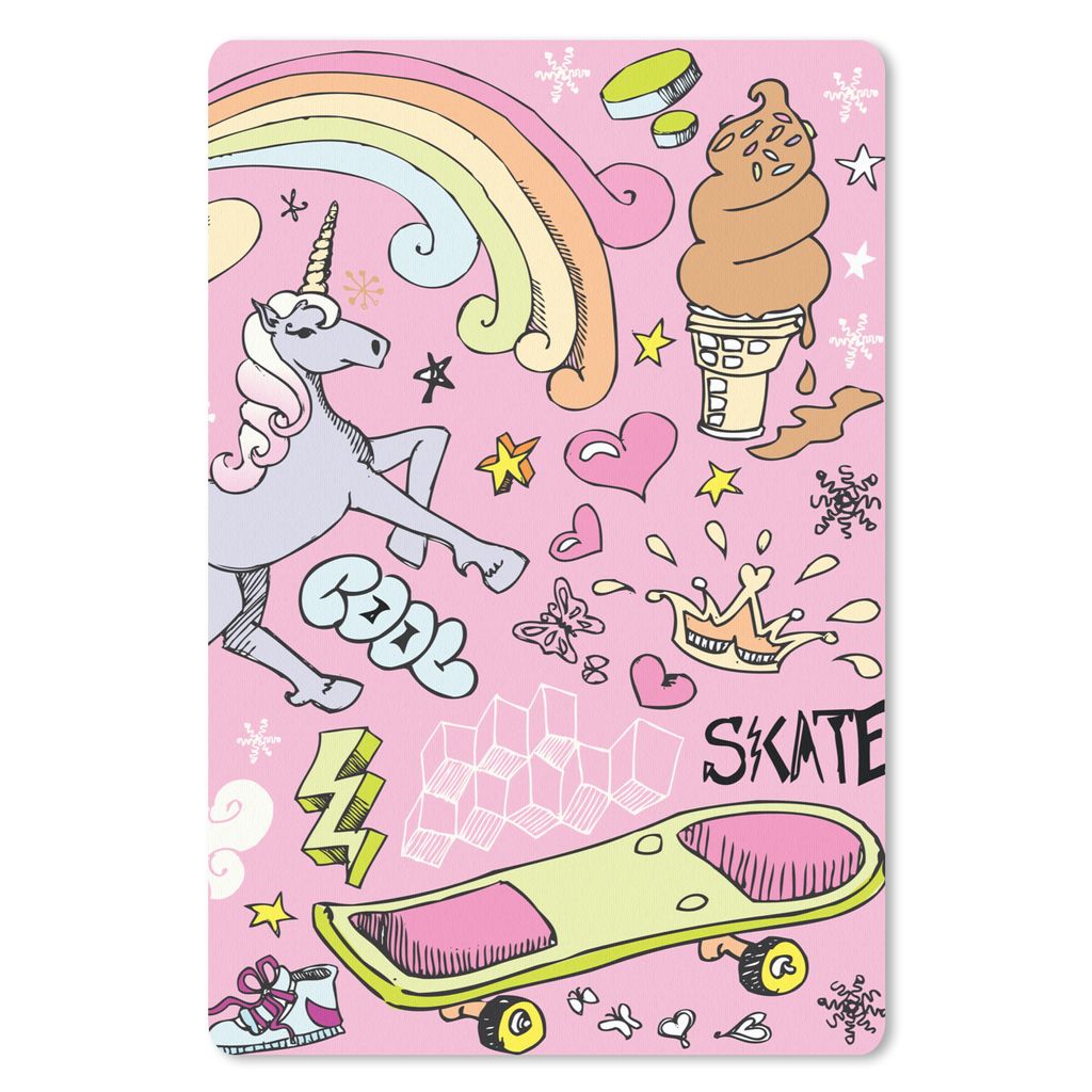 MuchoWow Mauspad Mousepad Mädchen - Design - Einhorn - Regenbogen - Rosa 40x60 cm - Mousepads - Maus Mat - Pad - Mausunterlage - Schreibtisch Ac...