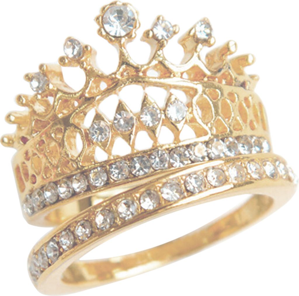 Stück Damen-Ringe, Kronenmuster, Strass-Intarsien, Legierung, Eheringe, Braut-Set für Verlobung-Gold,US 9