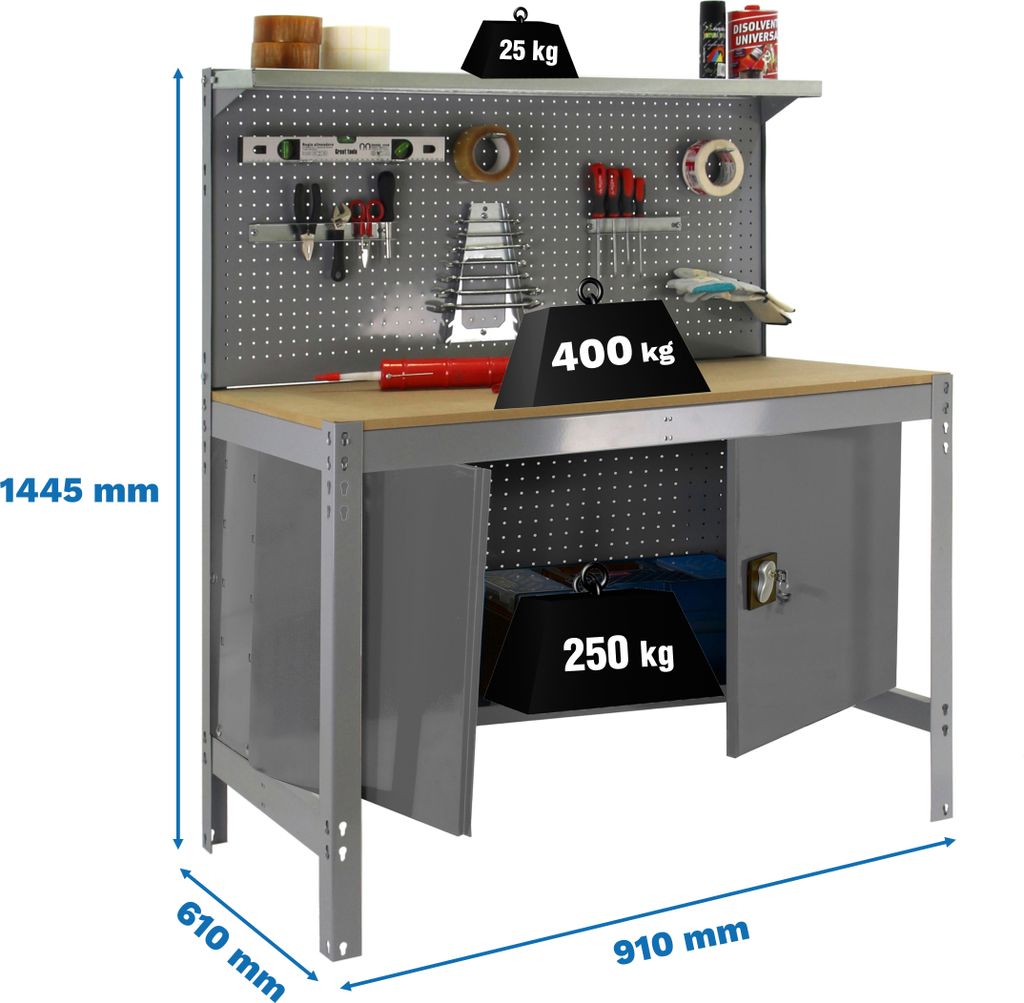 SIMONWORK BT3 CABINET 900 CINZA/MADEIRA Metallwerkbank