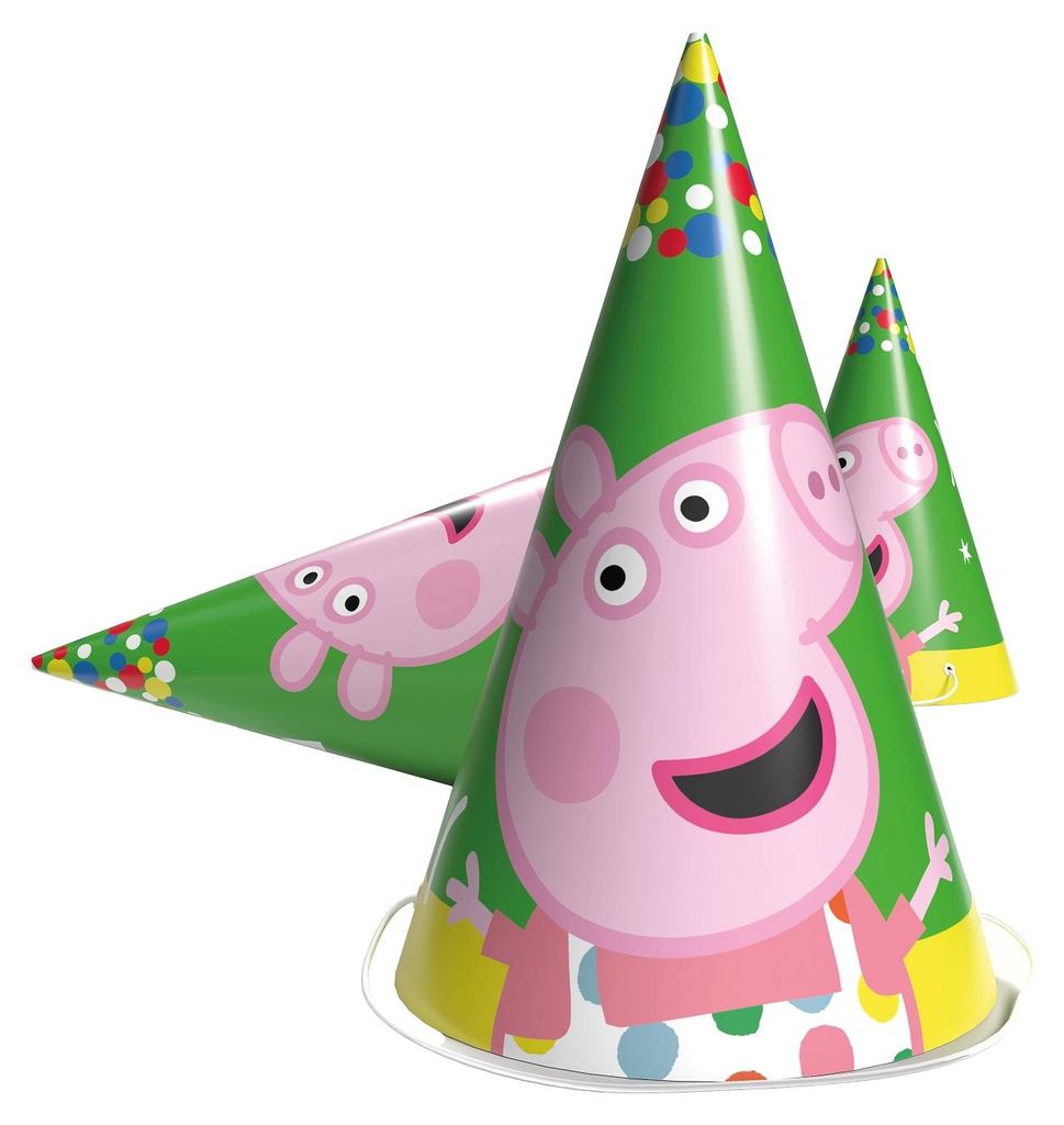 Peppa Pig Partyhüte für Kindergeburtstag und Mottoparty, 10 Stück, 10x16 cm