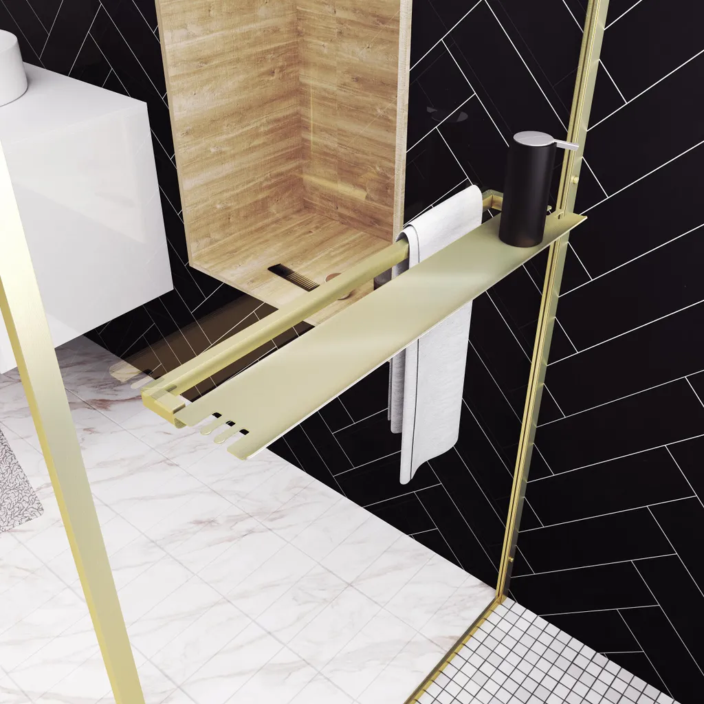 Paroi de Douche Anticalcaire 90x200cm Or Doré - Solution Rangement
